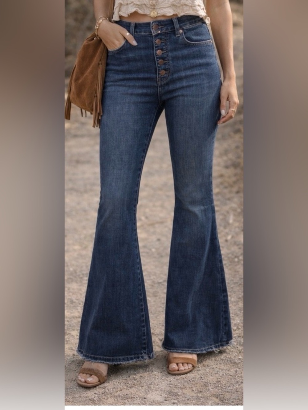 Free people we the free flare jeans button fly bell bottom boho size 27